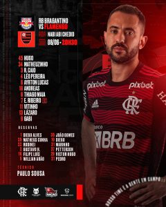 Read more about the article Saiu! Flamengo divulga escalação para encarar o Bragantino, pelo Brasileirão