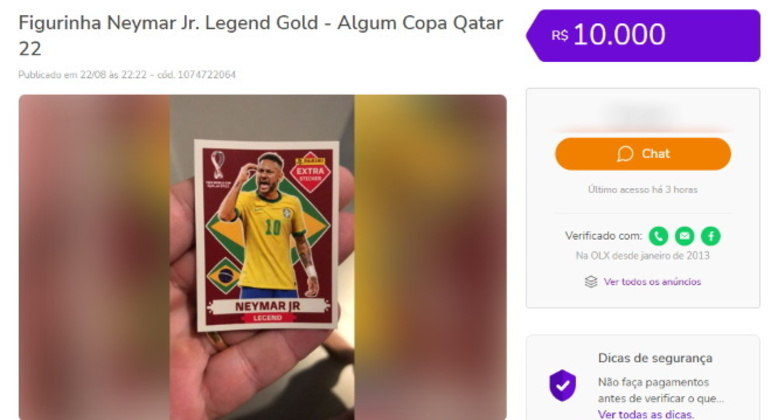 You are currently viewing É verdade: figurinha de Neymar é vendida por R$ 10 mil