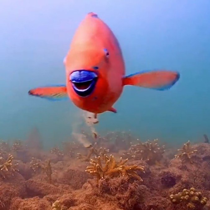 You are currently viewing Este peixe-papagaio ‘sorrindo’ enquanto defeca na cabeça de outro peixe te fará gargalhar