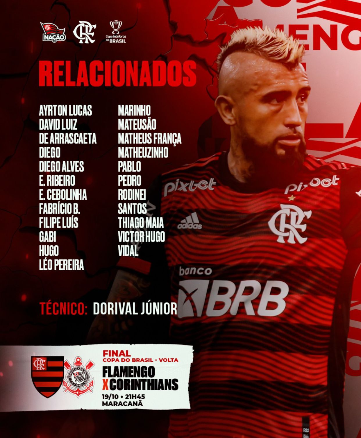 You are currently viewing Flamengo divulga lista de relacionados para jogo contra Corinthians, pela Copa do Brasil