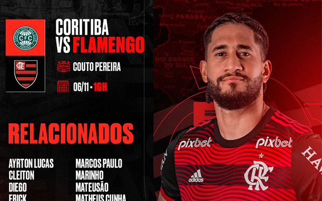 You are currently viewing Flamengo divulga lista de relacionados para jogo contra o Coritiba