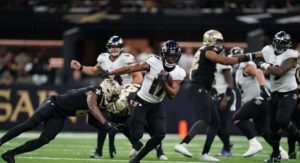 Read more about the article Baltimore Ravens vence New Orleans Saints no encerramento da 9ª semana da NFL