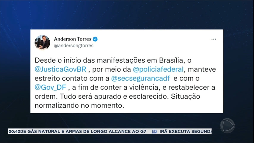 You are currently viewing “Tudo será apurado e esclarecido”, diz ministro Anderson Torres sobre atos de vandalismo em Brasília